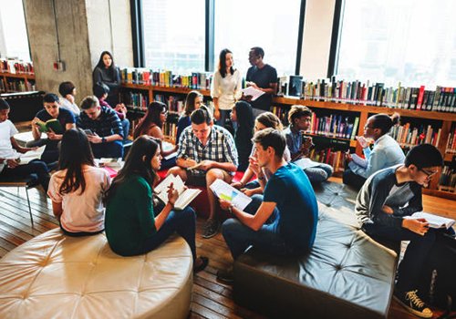Student in UK library